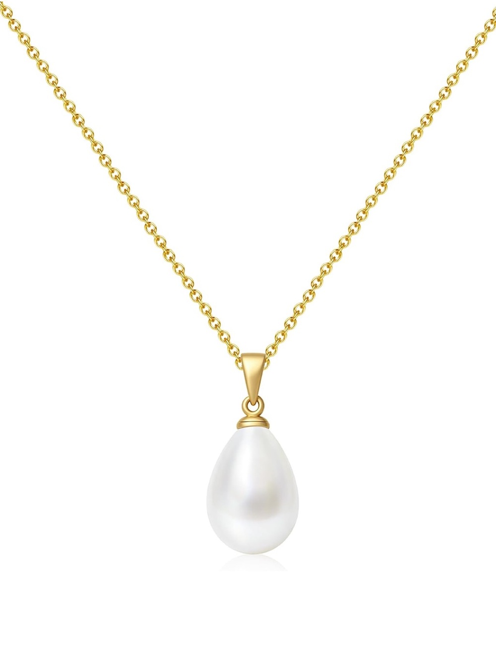 Anthropologie Gold Plated Chain with White Teardrop Pearl Pendant